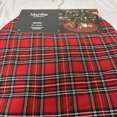 Nueva Falda Árbol Martha Stewart 60" Cuadros Rojo Corbata Lazos en la Espalda Foto 1 de 4