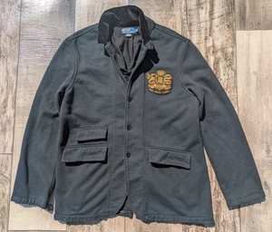 VTG Y2K Mens Polo Ralph Lauren Distressed Fleece Patch Blazer Jacket XL - Picture 1 of 14