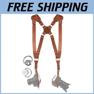 Cinghia doppia per fotocamera per fotografi - design artigianale - Foto 1 di 11