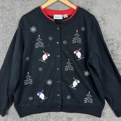 Sudadera Cárdigan Vintage Años 90 Navidad Oso Polar Mujer’s L Bordado Esquí Foto 1 de 4