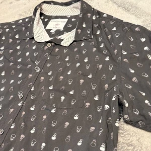 International Report Men's Black Skull Print Short Sleeve Halloween Shirt Sz XL - Picture 1 of 5