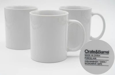Juego de 3 tazas de café de porcelana blanca Crate & Barrel minimalistas clásicas de 3,75" Foto 1 de 4