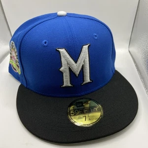 New Era Mil. Brewers County Stadium Patch 59FIFTY Fitted Cap Blue 7 1/8 No Pin✅ - Picture 1 of 6
