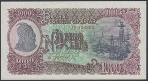 Albania 1000 Leke  1957  AU  P. 32,  Banknote, Uncirculated - Picture 1 of 2