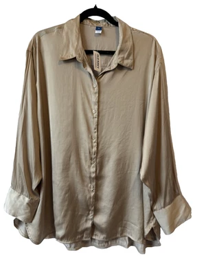 Old Navy NWT Womens XL Tan Satin Quiet Luxury Capsule Minimalist Flowy Career - Image 1 of 4