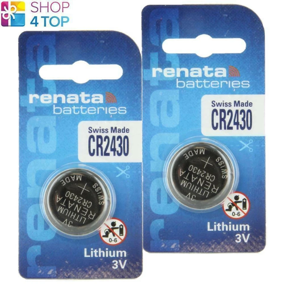 2 RENATA CR2430 LITHIUM BATTERIES 3V CELL COIN BUTTON SWISS MADE EXP 2030 NEW - Image 1 of 1