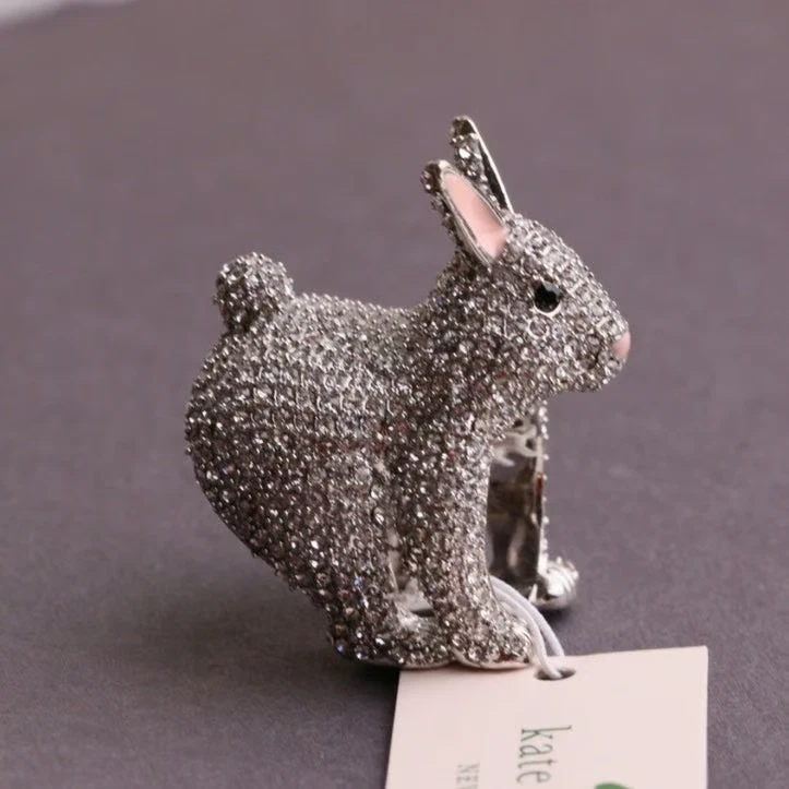 Anillo de conejo pavé de cristal Kate Spade "Make Magic", talla 6, tono plateado, nuevo con etiquetas Foto 1 de 4