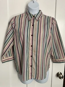 Alfred Dunner sz 14 button down 3/4 sleeve blouse - Picture 1 of 5
