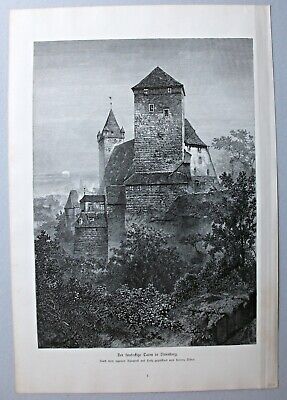 Nürnberg Burg, Bayern, Franken - Großer Holzschnitt Von 1882 - L. Ritter • 14.50€