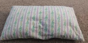 24-379 Vintage Pink striped Floral Cotton Ticking Feather Pillow 27 x 15 clean - Picture 1 of 7