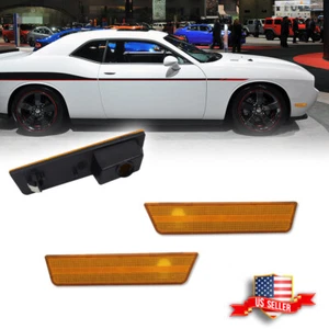 2X Amber Lens Front Bumper Side Marker Lights Kit For 2008-2014 Dodge Challenger - Picture 1 of 8