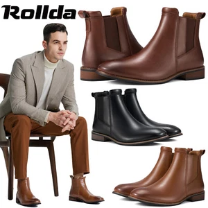 Rollda Men's Chelsea Ankle Boots Non-Slip Cushioning Fashion Casual Dress Boots - Picture 1 of 50