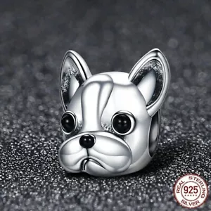 New Genuine S925 Sterling Silver French Bulldog dog Charm universal charm - Picture 1 of 4