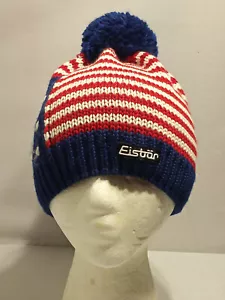VINTAGE STRICKMÜTZE EISBAR STERNE UND STREIFEN BOMMEL BEANIE - Bild 1 von 7