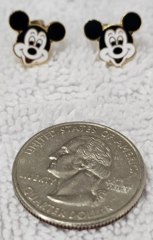 ENAMELED DISNEY MICKEY MOUSE HEAD PIERCED EARRINGS - Image 1 of 3