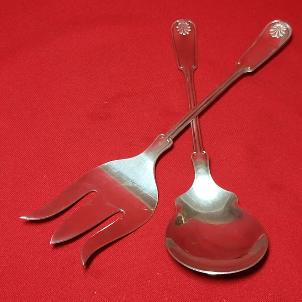 Juego de cuchara y tenedor para servir Frank M Whiting de plata fina Foto 1 de 4