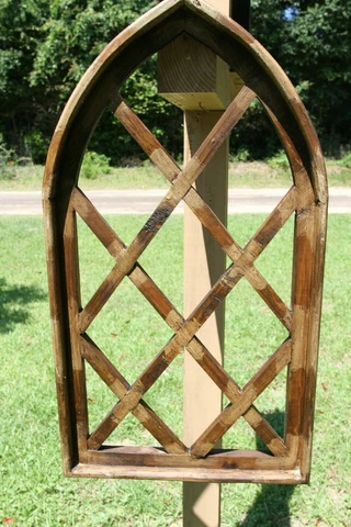 Large Home Decor Wall Window Vintage Portal, Solid Wood - Lattice Cover