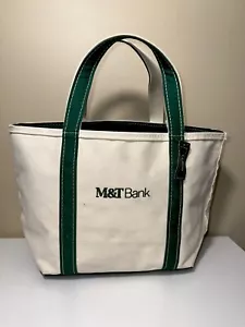 Vintage LL Bean Boat And Tote Zip Top Bag Green 13 X 10 Medium Canvas M&T Bank - Picture 1 of 6