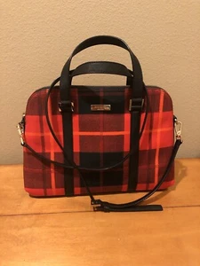 Kate Spade Handbag New York Top Handle /Crossbody Plaid Black Red - Picture 1 of 10