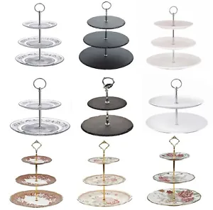 3 Tier Glass Ceramic Cake Stand Afternoon Tea Wedding Plates Party Tableware - Picture 1 of 10