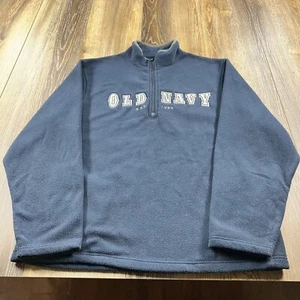Vintage Old Navy Sweatshirt Mens XL Blue Spellout Chest Logo Fleece Sweater K8 - Picture 1 of 12