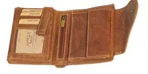 Damen Geldbörse Naturleder Rustikal Rindleder Geldbeutel RFID / NFC Portemonnaie - Bild 1 von 4