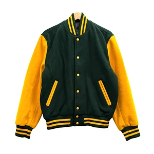Stweart & Strauss Medium grün gelb Wolle Letterman College Trainingsjacke - Bild 1 von 12