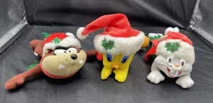 3 Looney Tunes Warner Bros Natale Taz Tweety Bugs Coniglietto Babbo Natale Peluche Volante - Foto 1 di 16