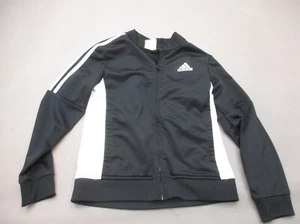 ADIDAS Size S (8) Boys Black Full Zip High Neck Pocket Slim Athletic Jacket 067 - Picture 1 of 6