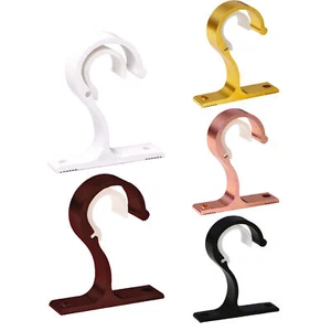 Curtains Rod Holders Hooks Drapery Rod Sturdy Wall-Mounted Single Bracket Hooks - Picture 1 of 17