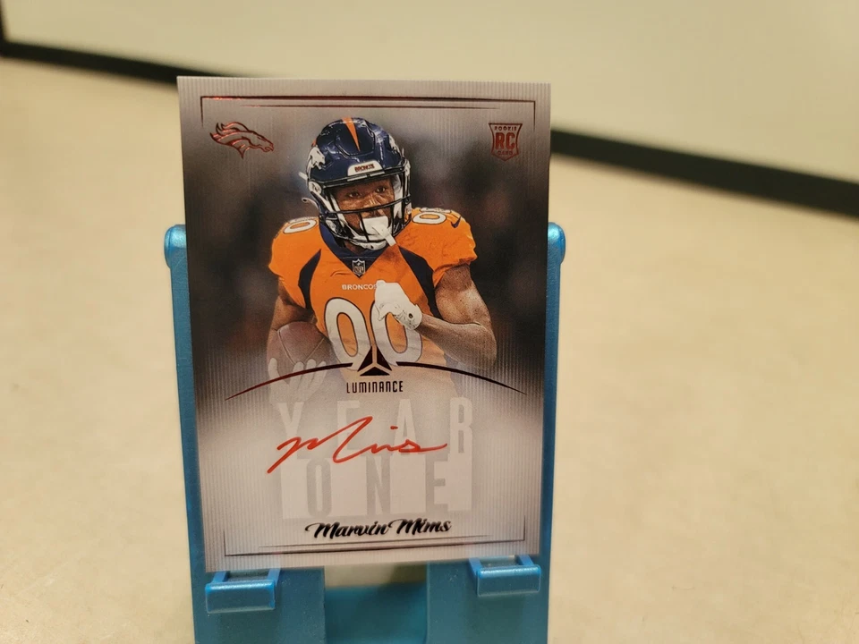 2023 Panini Luminance Red Ink Marvin Mims Broncos Rookie Year One Auto #Y1MMI - Image 1 of 2