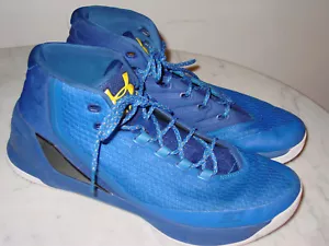 2016 Mens Under Armour Curry 3 "Away" Blue/Yellow Basketball Shoes! Size 14 - Picture 1 of 12