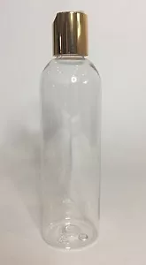 Leere 200 ml Kunststoff klar große Boston Flasche & glänzender Goldscheibendeckel JEDE MENGE - Bild 1 von 3
