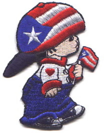 Puerto Rico Boy/Flag Embroidered Patches 3"x2.3" iron-on - Image 1 of 1