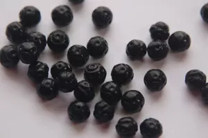 Vintage Black Glass Textured Beads 8mm bds921 - Picture 1 of 2