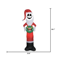Disney 5.5 Ft Nightmare Before Christmas Jack Skellington with Monster Wreath - Picture 1 of 6