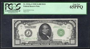 FR. 2210a-J 1928 $1,000 FRN KANSAS CITY, MO PCGS GEM UNCIRCULATED-65PPQ *RARE* - Picture 1 of 2