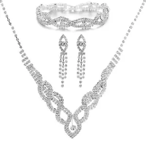 Fashion Jewelry 3PCS Set Gift Women's Designer Party Earrings Necklace Bracelet - Picture 1 of 1
