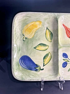 Bandeja de servir dividida de cerámica VARM hecha en Italia pintada a mano 13,5”x11,5” como nueva - Imagen 1 de 5