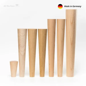 4x Möbelfüße aus Holz Schrank Beine Massivholz Schräg Gerade Konisch Möbelbeine - Bild 1 von 8