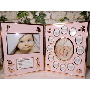 Baby Bilderrahmen Mein erstes Jahr pink goldfarben klappbar Klapp- Foto-Rahmen - Bild 1 von 7