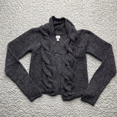 Cárdigan suéter Converse One Star para mujer pequeño gris tejido volantes cintura alta Foto 1 de 4