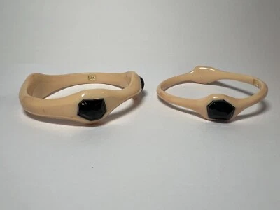 Brazalete IPPOLITA Crema Resina Facetado Negro Ónix Plata (Juego de Dos) Foto 1 de 4