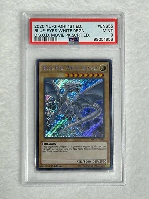 PSA 9 Mint Yugioh Blue Eyes White Dragon MVP1-ENS55 1st Edition Secret Rare - Image 1 of 2