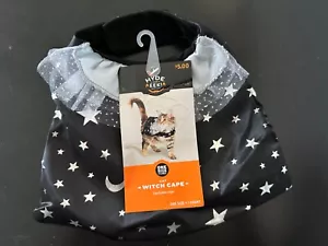 Katze Kostüm Hexe Umhang Neu Haustier Halloween Cosplay Parade Einheitsgröße Schwarz Stern Mond - Bild 1 von 7