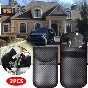 2x Car Key RFID Pouch Signal Blocker Case Blocking Bag Faraday Cage Fob Keyless - Picture 1 of 9