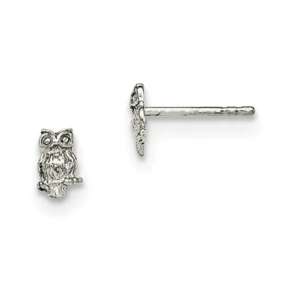 .925 Sterling Silver Rhodium Plated Owl Stud Earrings Madi K Children's Jewelry - Image 1 of 2