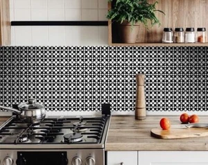 6" X 6" Black and White Medeci Peel and Stick Removable Tiles - Picture 1 of 7