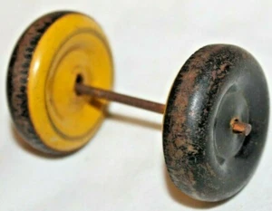 2 WHEELS & AXLE UNIT PART for 1930's vintage MARX MIDGET RACER 5" Race Car - Picture 1 of 4