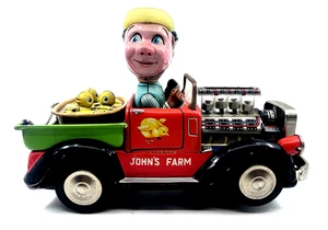 Vtg. John's Farm Truck Tin Litho Japan Battery Opp. Working Condition See Video - Picture 1 of 12